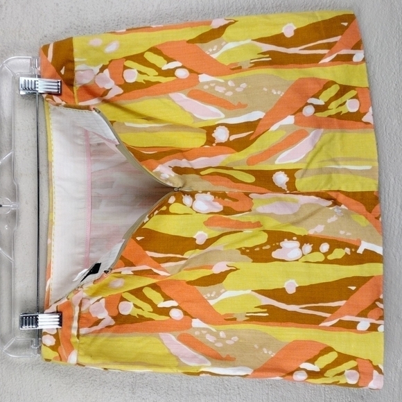 J. Crew Limoncello Swirl Yellow Orange Mod Canvas Zipper Back Casual Mini Skirt - Picture 6 of 8